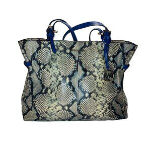 Michael Kors Lenox Large Python Embossed Leather Tote